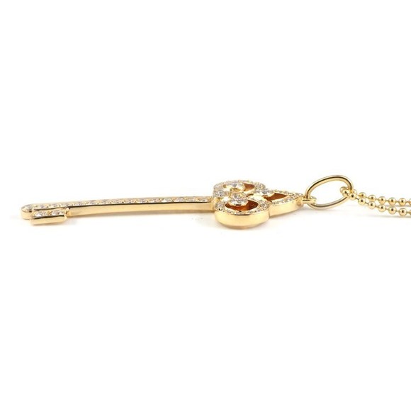 Tiffany Necklace Fleur de Lis Key Diamond Pink Gold
